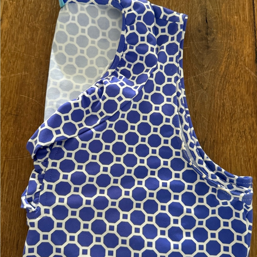J. Mclaughlin Blue Geometric Patterned Women's To… - image 7
